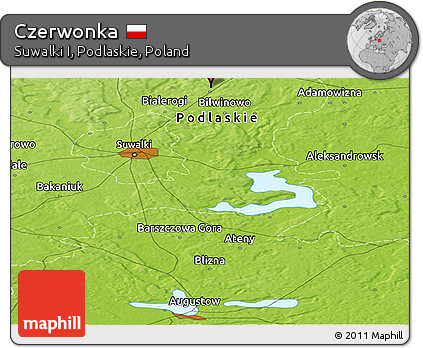 Physical Panoramic Map of Czerwonka