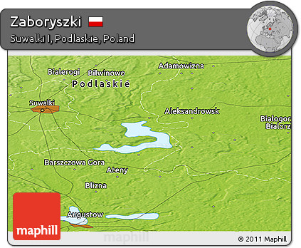 Physical Panoramic Map of Zaboryszki