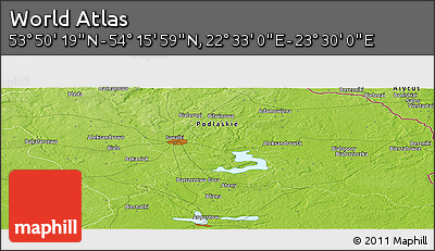 Physical Panoramic Map of the Area around 54° 3' 9" N, 23° 1' 29" E