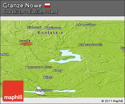 Physical Panoramic Map of Granże Nowe