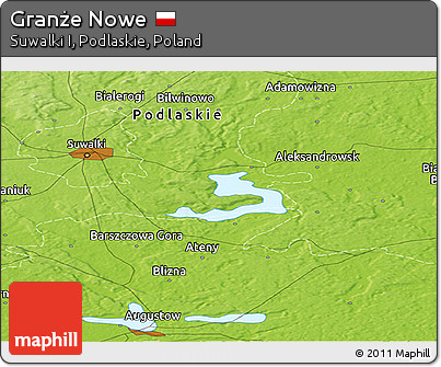 Physical Panoramic Map of Granże Nowe
