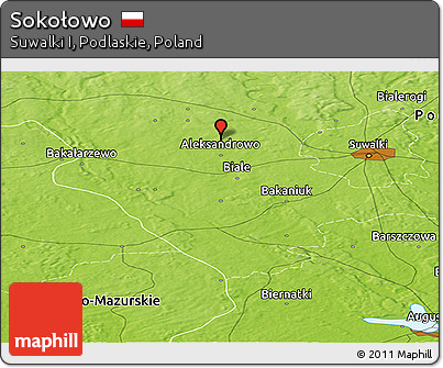 Physical Panoramic Map of Sokołowo