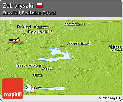 Physical Panoramic Map of Zaboryszki