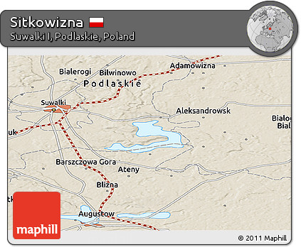 Shaded Relief Panoramic Map of Sitkowizna
