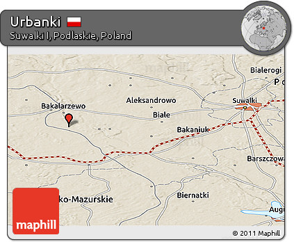 Shaded Relief Panoramic Map of Urbanki