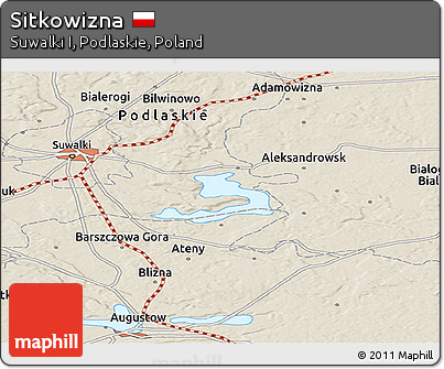 Shaded Relief Panoramic Map of Sitkowizna