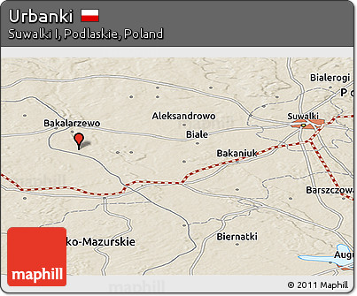 Shaded Relief Panoramic Map of Urbanki