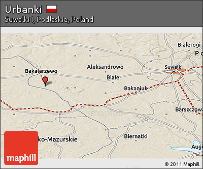 Shaded Relief Panoramic Map of Urbanki