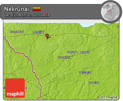 Physical 3D Map of Nekrūnai