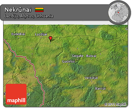 Satellite 3D Map of Nekrūnai