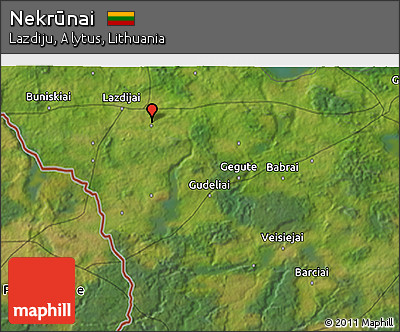 Satellite 3D Map of Nekrūnai