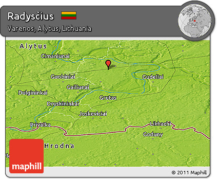 Physical Panoramic Map of Radysčius