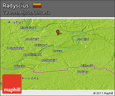 Physical Panoramic Map of Radysčius