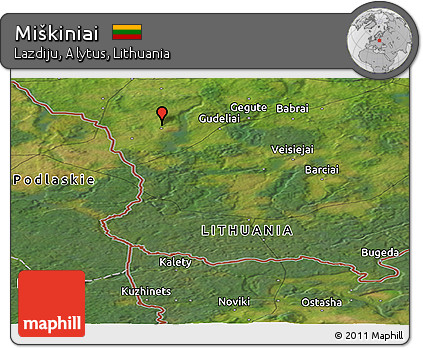 Satellite Panoramic Map of Miškiniai