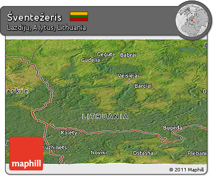 Satellite Panoramic Map of Šventežeris
