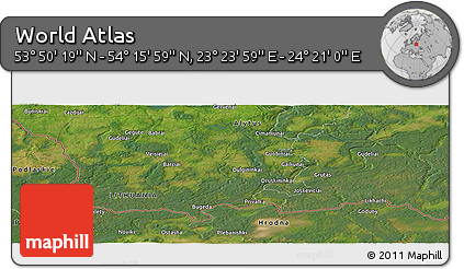 Satellite Panoramic Map of the Area around 54° 3' 9" N, 23° 52' 30" E
