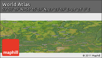 Satellite Panoramic Map of the Area around 54° 3' 9" N, 23° 52' 30" E