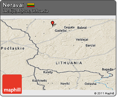 Shaded Relief Panoramic Map of Neravai