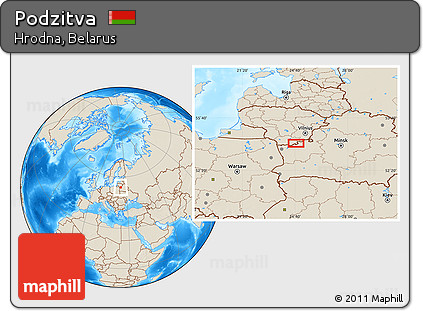 Shaded Relief Location Map of Podzitva