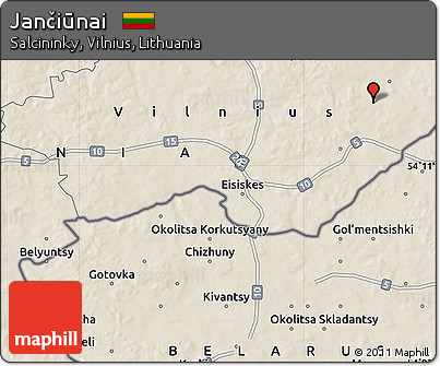 Shaded Relief Map of Jančiūnai