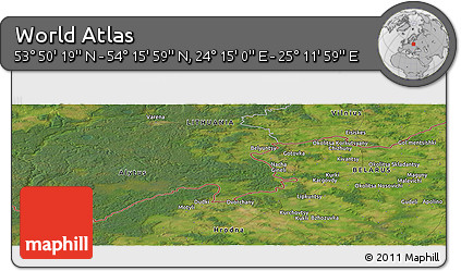 Satellite Panoramic Map of the Area around 54° 3' 9" N, 24° 43' 30" E