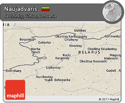 Shaded Relief Panoramic Map of Naujadvaris