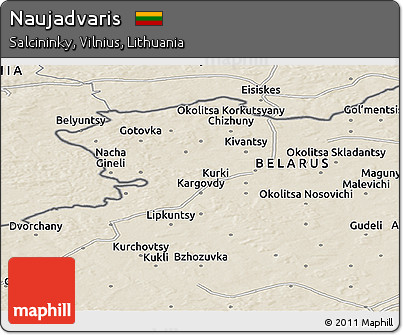 Shaded Relief Panoramic Map of Naujadvaris