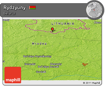 Physical Panoramic Map of Rydzyuny