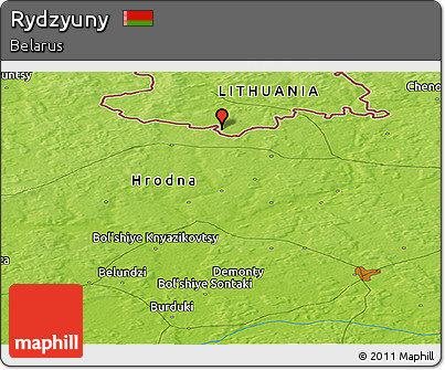 Physical Panoramic Map of Rydzyuny