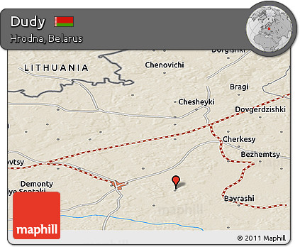 Shaded Relief Panoramic Map of Dudy