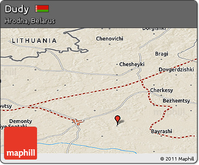 Shaded Relief Panoramic Map of Dudy