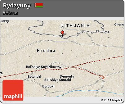 Shaded Relief Panoramic Map of Rydzyuny