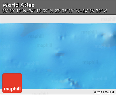Physical 3D Map of the Area around 54° 3' 9" N, 25° 25' 29" W