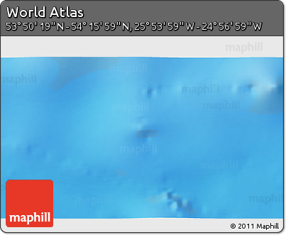 Physical 3D Map of the Area around 54° 3' 9" N, 25° 25' 29" W