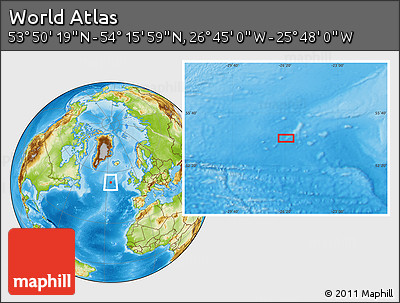 Physical Location Map of the Area around 54° 3' 9" N, 26° 16' 29" W