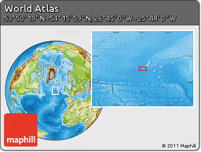 Physical Location Map of the Area around 54° 3' 9" N, 26° 16' 29" W