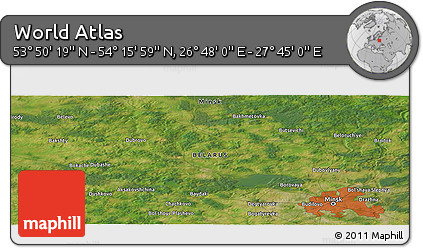 Satellite Panoramic Map of the Area around 54° 3' 9" N, 27° 16' 29" E
