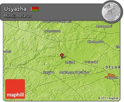 Physical 3D Map of Usyazha