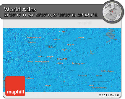 Political 3D Map of the Area around 54° 3' 9" N, 28° 7' 30" E