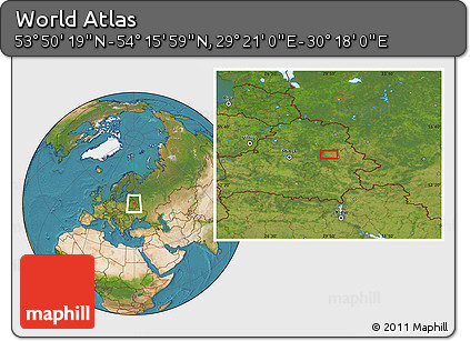Satellite Location Map of the Area around 54° 3' 9" N, 29° 49' 30" E