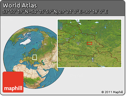 Satellite Location Map of the Area around 54° 3' 9" N, 29° 49' 30" E
