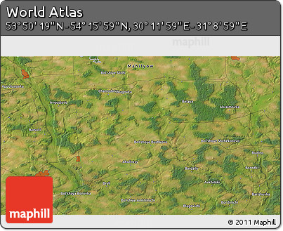 Satellite 3D Map of the Area around 54° 3' 9" N, 30° 40' 29" E