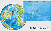 Physical Location Map of the area around 54° 3' 9" N, 32° 13' 30" W