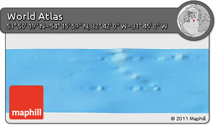 Physical Panoramic Map of the Area around 54° 3' 9" N, 32° 13' 30" W