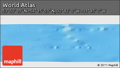 Physical Panoramic Map of the Area around 54° 3' 9" N, 32° 13' 30" W