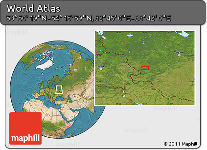 Satellite Location Map of the Area around 54° 3' 9" N, 33° 13' 30" E