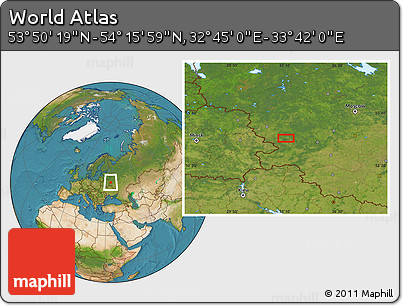 Satellite Location Map of the Area around 54° 3' 9" N, 33° 13' 30" E