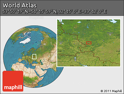 Satellite Location Map of the Area around 54° 3' 9" N, 33° 13' 30" E