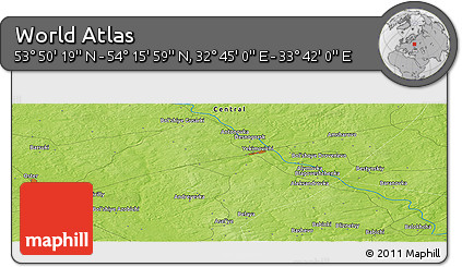 Physical Panoramic Map of the Area around 54° 3' 9" N, 33° 13' 30" E