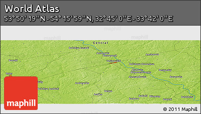 Physical Panoramic Map of the Area around 54° 3' 9" N, 33° 13' 30" E